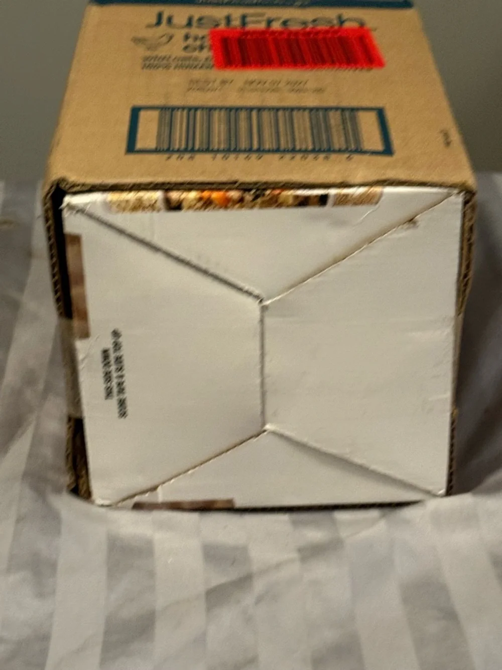 fresh corrugated box with brown and blue print